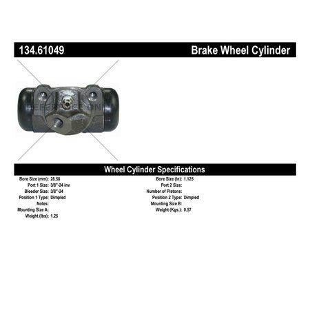 Centric Parts Premium Wheel Cylinder, 134.61049 134.61049